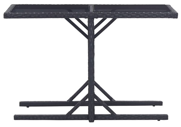 Zahradní stůl černý 110 x 53 x 72 cm sklo a polyratan