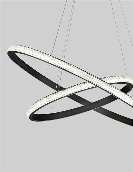 Nova Luce Závěsné LED svítidlo NAGER černý hliník a akryl 45W 3000K stmívatelné