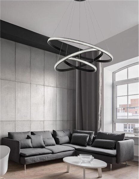 Nova Luce Závěsné LED svítidlo NAGER černý hliník a akryl 62W 3000K stmívatelné