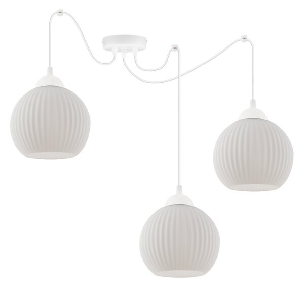 Závěsné svítidlo Riffle Round Spider, 3x bílé skleněné stínítko, w