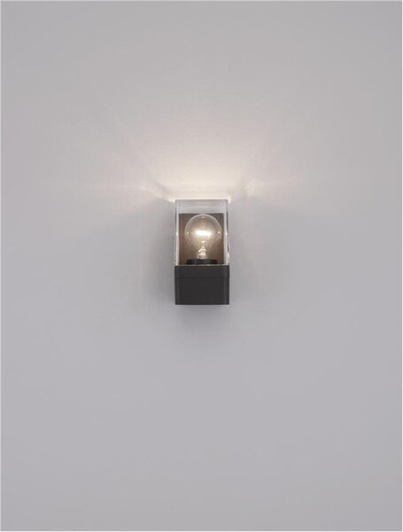 Nova Luce Venkovní nástěnné svítidlo SELENA antracitový hliník a čirý akryl E27 1x12W IP65