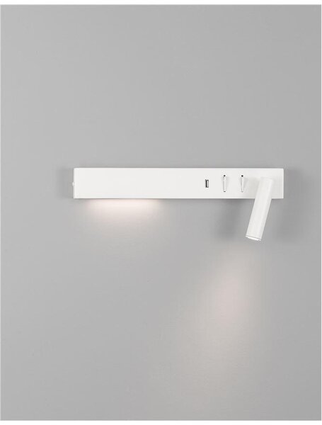 Nova Luce Nástěnné LED svítidlo VIDA, USB nabíjení, 3000K, čtecí lampička 1x3W Barva: Bílá