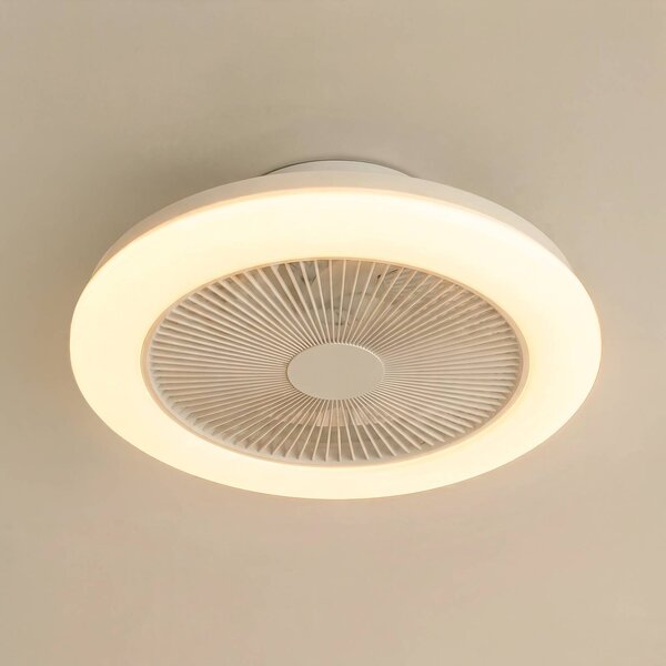Lindby Stropní ventilátor LED Vedin, bílý, DC, Ø 45 cm, RGBW, stmívatelný, Bílá / opál, Obývací pokoj / jídelna, Plast, Moderní