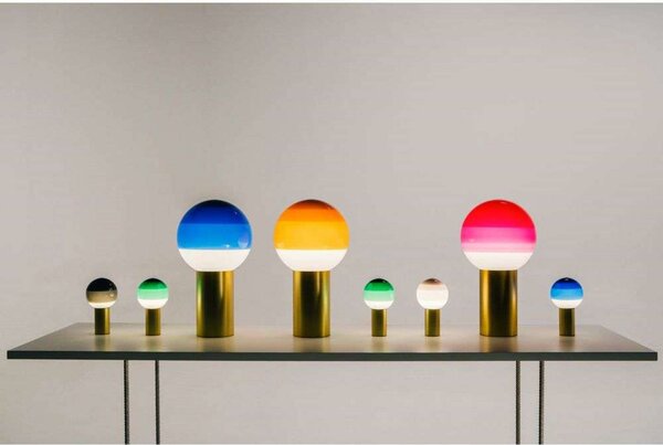 MARSET Akumulátorová stolní lampa Dipping Light, zelená/mosazná, stmívatelný, Zelená, Obývací pokoj / jídelna, Sklo, Design