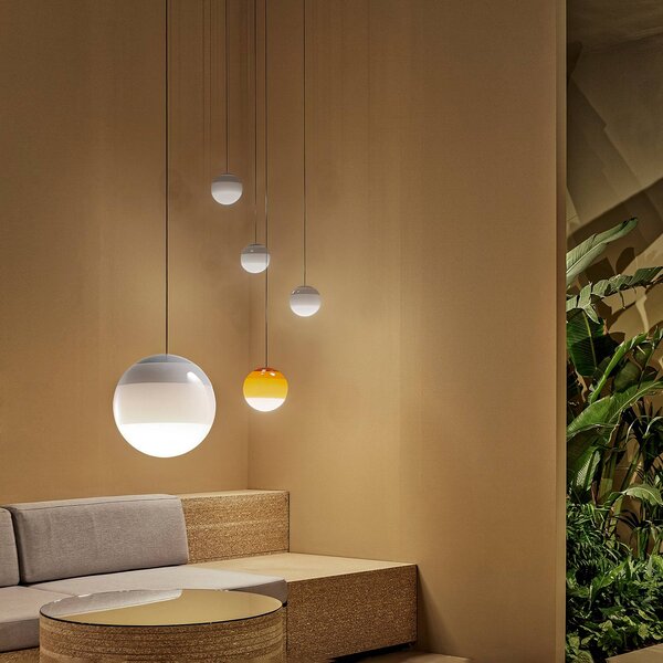 MARSET LED závěsné světlo Dipping Light Ø 20 cm bílá, stmívatelný, Bílá / opál, Obývací pokoj / jídelna, Sklo, Design, Koule