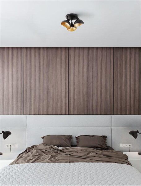 Nova Luce Stropní svítidlo GEETI matná černá a zlatý kov E14 3x5W