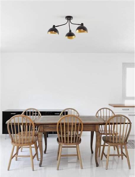 Nova Luce Stropní svítidlo GEETI matná černá a zlatý kov E14 3x5W