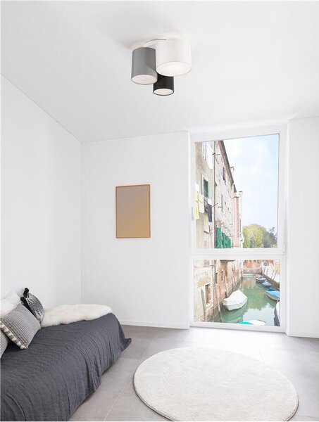 Nova Luce Stropní svítidlo BRYSON bílá kovovová základna bílé, černé a šedé stínítko E27 3x12W