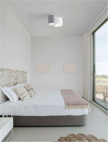 Nova Luce Stropní svítidlo BRYSON bílá kovovová základna bílé a šedé stínítko E27 2x12W