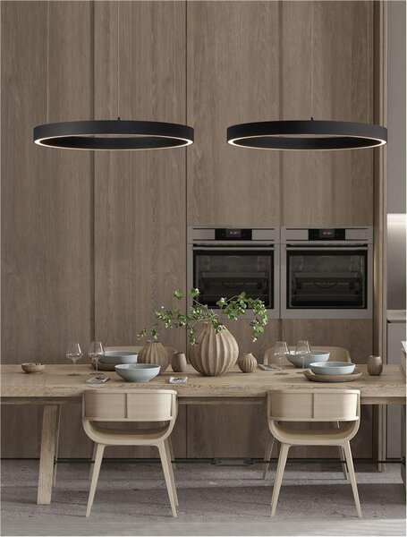 Nova Luce Závěsné svítidlo ELOWEN LED hliník a akryl černá Epistar SMD2835 50W 3000K stmívatelné