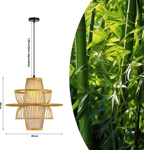 Immax BOHO PINCHOS designové závěsné svítidlo, D45cm, E27 bambusové dřevo