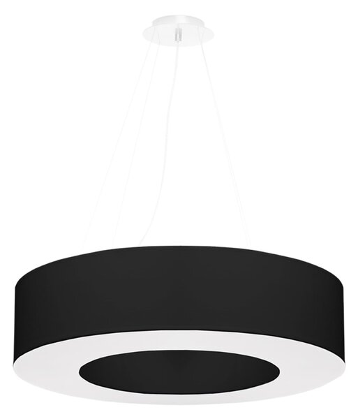 Závěsné svítidlo Saturno, 1x černé textilní stínítko, (bílý plast), (fi 70 cm)