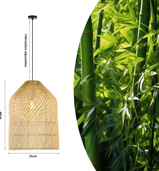 Immax BOHO PELO designové závěsné svítidlo, D35cm. E27, přírodní ratan