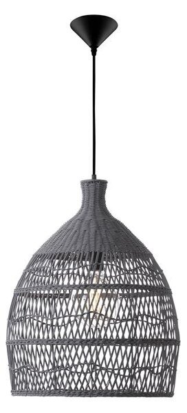 Nova Luce Závěsné svítidlo DESTIN železo a ratan, šedá barva E27 1x12W