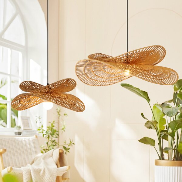 Immax BOHO MARIPOSA designové závěsné svítidlo, D80cm. E27, přírodní juta