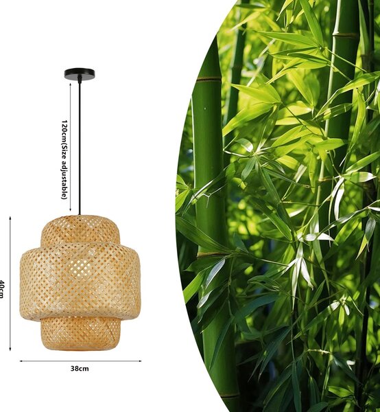 Immax BOHO HILO designové závěsné svítidlo, D38cm. E27. bambus