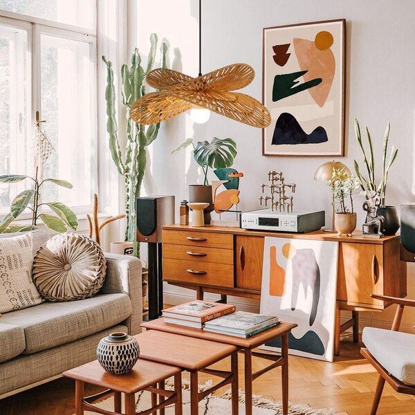 Immax BOHO MARIPOSA designové závěsné svítidlo, D50cm. E27, přírodní juta