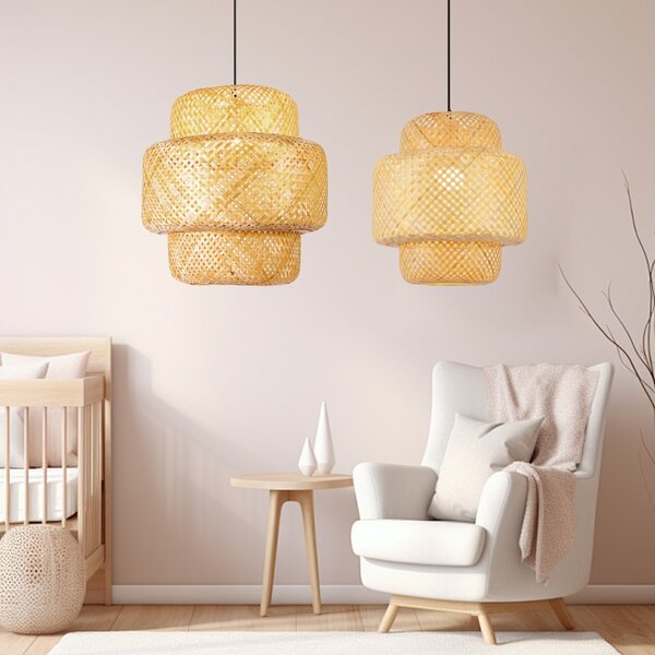 Immax BOHO HILO designové závěsné svítidlo, D38cm. E27. bambus