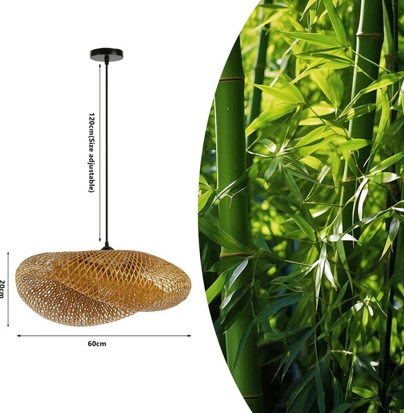 Immax BOHO HILO designové závěsné svítidlo, D60cm. E27, bambus