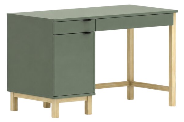 Dětský psací stůl MODEL se šuplíky a skříňkou - Šalvějově zelená s černým úchytem, 100x60 cm, Zvolte stranu: Levá