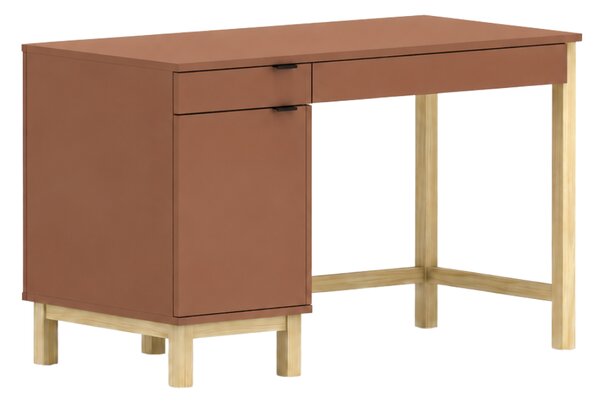Dětský psací stůl MODEL se šuplíky a skříňkou - Jantarová s černým úchytem, 100x60 cm, Zvolte stranu: Levá