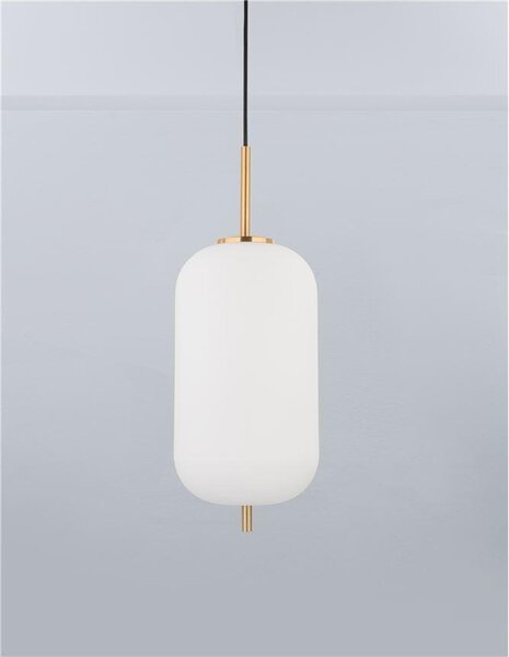 Nova Luce Závěsné svítidlo LATO opálové sklo antický mosazný kov černý kabel E27 1x12W
