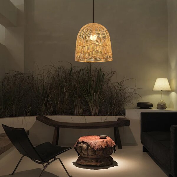 Immax BOHO PELO designové závěsné svítidlo, D40cm. E27, přírodní ratan