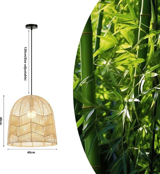 Immax BOHO PELO designové závěsné svítidlo, D40cm. E27, přírodní ratan