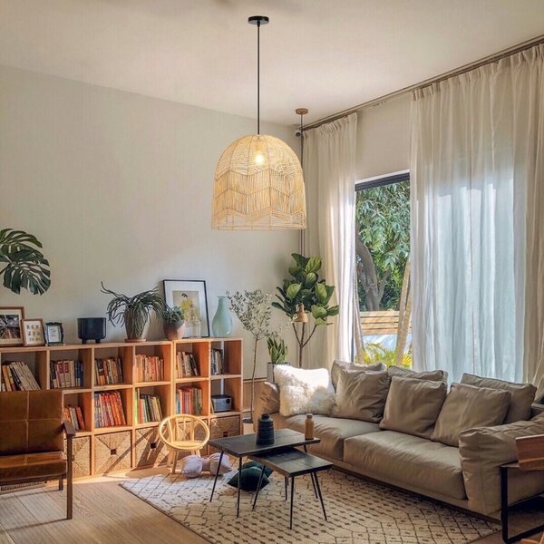 Immax BOHO PELO designové závěsné svítidlo, D50cm. E27, přírodní ratan