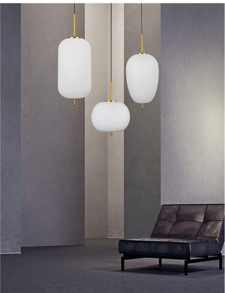 Nova Luce Závěsné svítidlo LATO opálové sklo antický mosazný kov černý kabel E27 1x12W