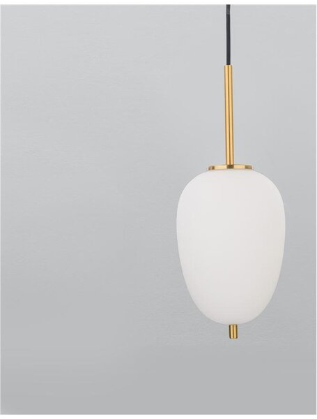 Nova Luce Závěsné svítidlo LATO opálové sklo antický mosazný kov černý kabel E14 1x5W