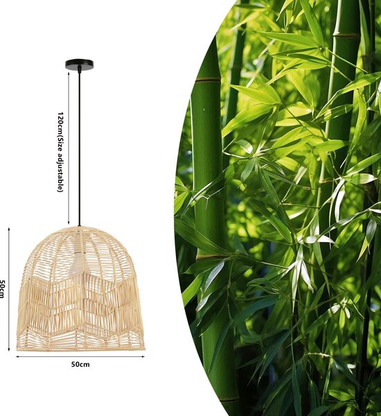 Immax BOHO PELO designové závěsné svítidlo, D50cm. E27, přírodní ratan