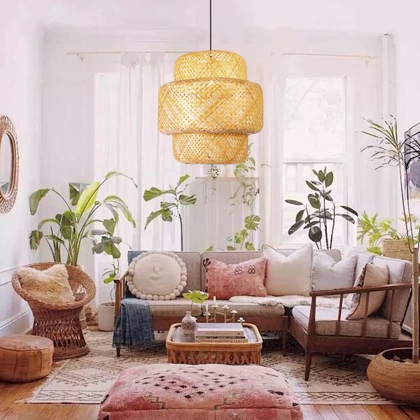 Immax BOHO HILO designové závěsné svítidlo, D50cm. E27, bambus