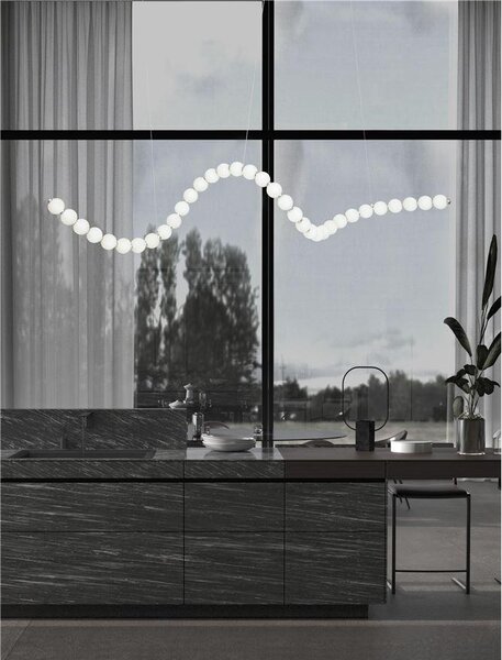 Nova Luce Závěsné LED svítidlo PERLA, 99W 3000K vč. dálkového ovládání stmívatelné Barva: Chrom