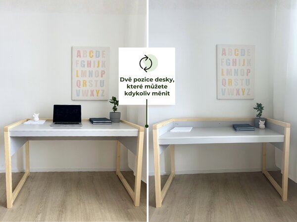 Dětský rostoucí stůl STOLLY se dvěma výškami stolu + ergonomická židle MODRÁ Zvolte rozměr židle: dítě 133 - 159 cm (výška stolu 71 - 82 cm)