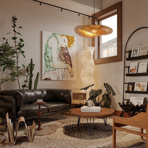 Immax BOHO HILO designové závěsné svítidlo, D80cm. E27, bambus