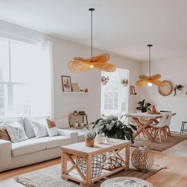 Immax BOHO MARIPOSA designové závěsné svítidlo, D80cm. E27, přírodní juta