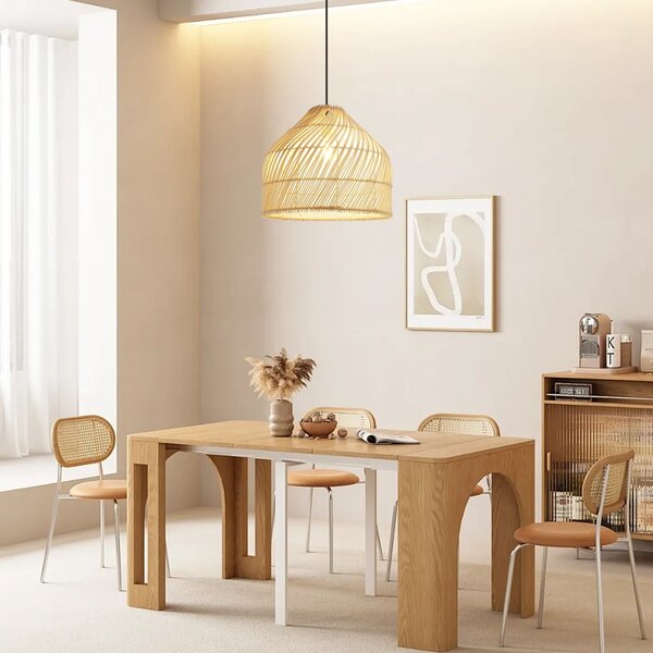 Immax BOHO PELO designové závěsné svítidlo, 35x40cm. E27, přírodní ratan