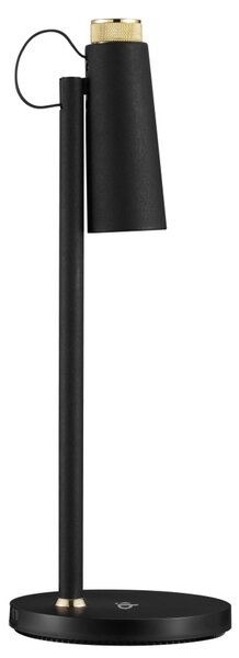 LED stolni lampička Immax TIT s Qi nabíjením, černá se zlatými prvky
