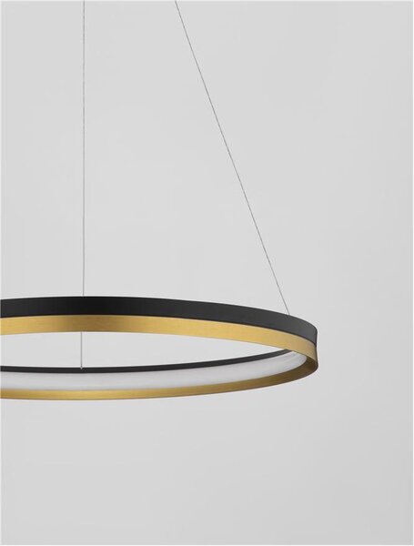 Nova Luce Závěsné LED svítidlo CANTRIA černá a zlatá mosaz 33W 3000K stmívatelné