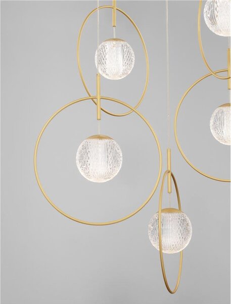 Nova Luce Závěsné LED svítidlo ATOS zlatý hliník a akryl 30W 3000K