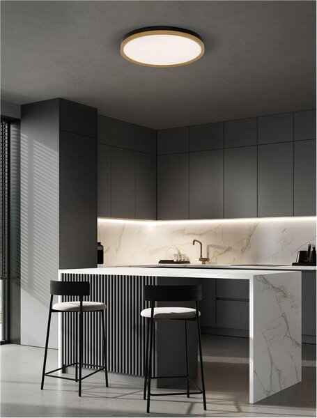 Nova Luce Stropní LED svítidlo CANTRIA černá a zlatá mosaz 37W 3000K