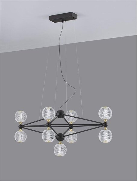 Nova Luce Závěsné LED svítidlo BELINDA černý hliník a akryl 37,8W 3200K stmívatelné