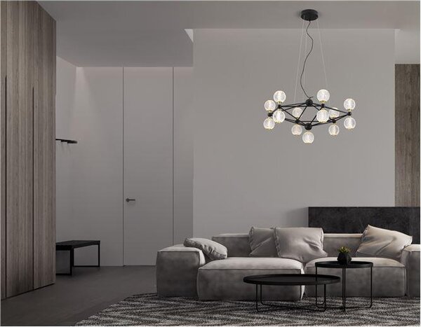 Nova Luce Závěsné LED svítidlo BELINDA černý hliník a akryl 54,6W 3200K stmívatelné
