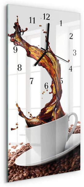 Skleněné hodiny vertikální Šálek kávy zsppc-30x60-00060293