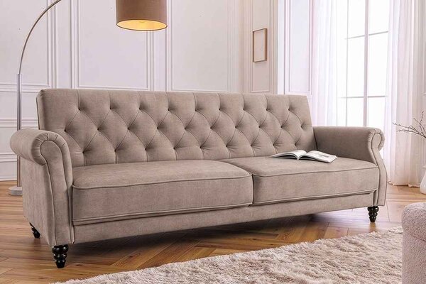 Designová rozkládací pohovka Scarlet 220 cm šedo-hnědý samet