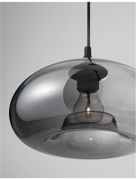 Nova Luce Závěsné svítidlo SAVAZ chromové sklo černý kov černý kabel E27 1x12W