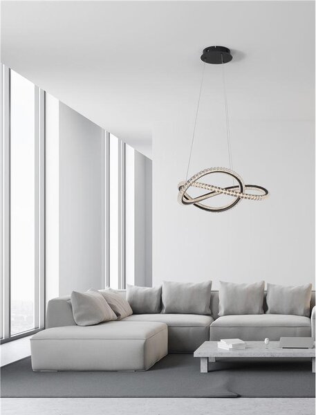 Nova Luce Závěsné LED svítidlo GINEVRA černý hliník a akryl 56W 3000K stmívatelné