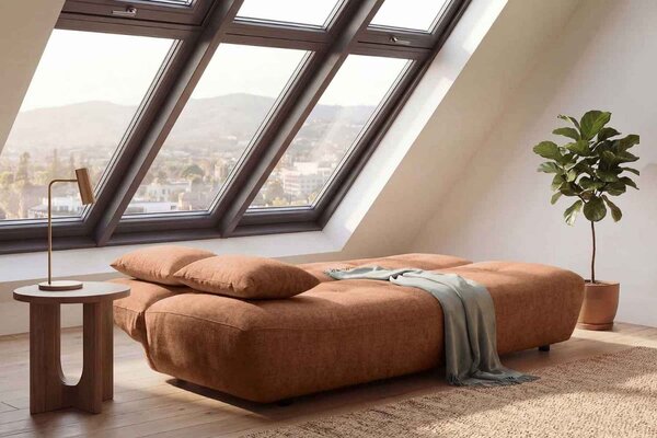 Designová rozkládací pohovka Litonya 200 cm rezavě-hnědá