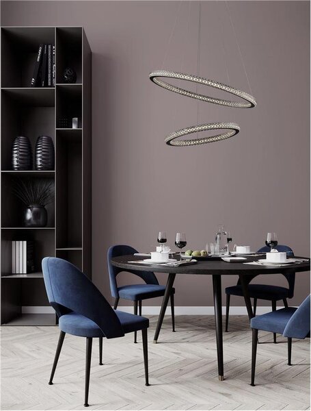 Nova Luce Závěsné LED svítidlo GINEVRA černý hliník a akryl 54W 3000K stmívatelné